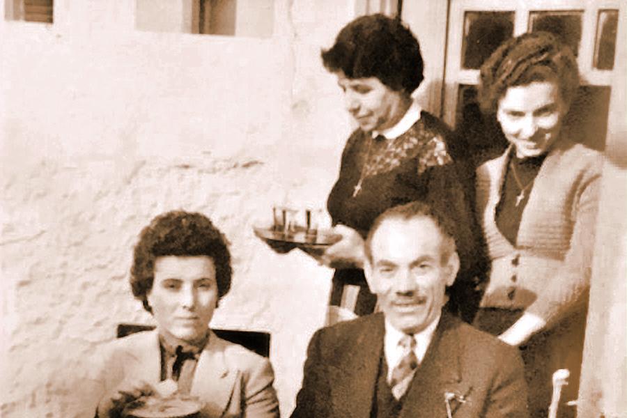 Eugenia Lambropoulos, far left, and her uncle, Niko. Athens, 1955