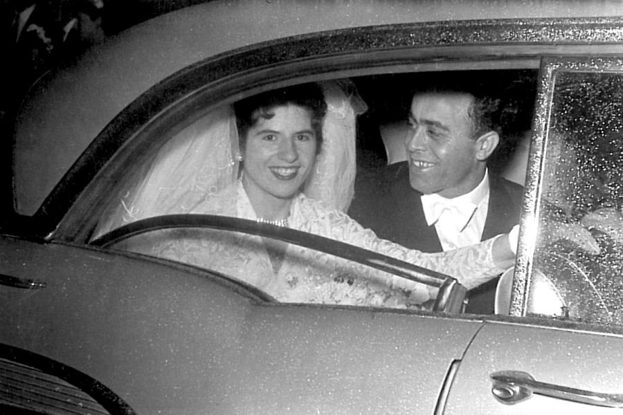 Stavroula and Sotiri Moschatos on the day of their wedding, 11 January 1958, Sydney