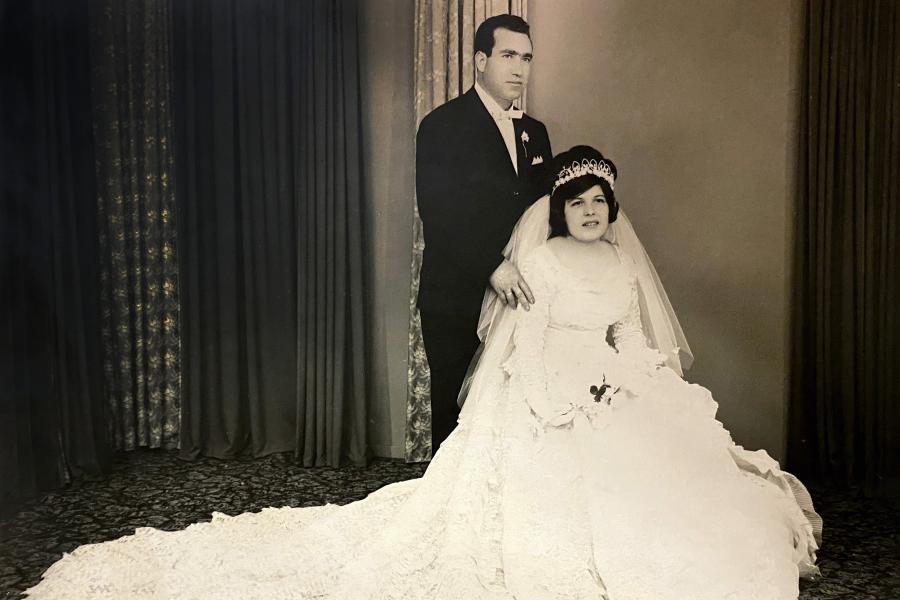 Angelo and Maria Cotsis on the day of their wedding. Newtown, 1968.