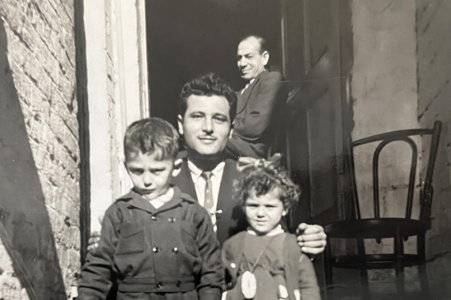 Platon Ioakimidis with daughter, Barbara, and son, Steve. Abercrombie St, Redfern. 1959