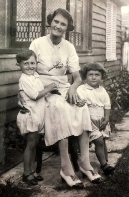 Peter, Sofia (seated) and Emanuel Comino. Yeppoon, Queensland, 1936