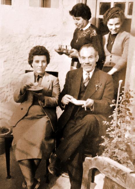 Eugenia Lambropoulos, far left, and her uncle, Niko. Athens, 1955