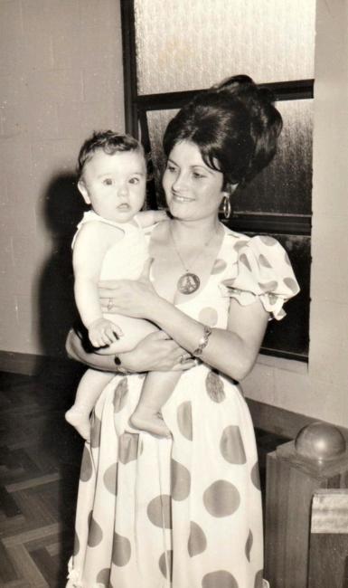 Sophia Haskas and son, Michalis, All Saints Belmore Church at his christening, Belmore, 1972