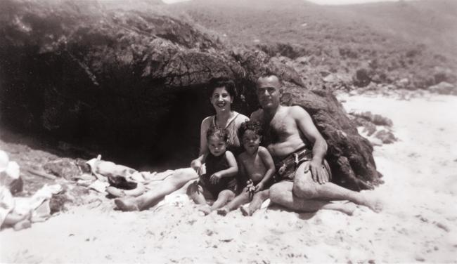 A family at a beach