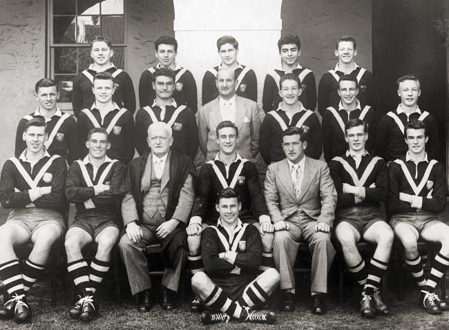 A football team posing for a photograph